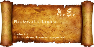 Miskovits Endre névjegykártya
