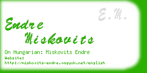 endre miskovits business card